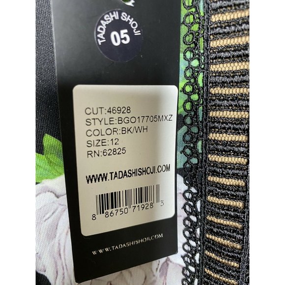 Tadashi Shoji Dress Size 12 Floral Short Sleeve NEW $368 Indigo Floral Neoprene - Picture 8 of 8